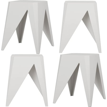 Isl Furnishings InterSpaceLiving Zuho Multi-USe Stool, White, 4PK BS23DC-4PK-PP08